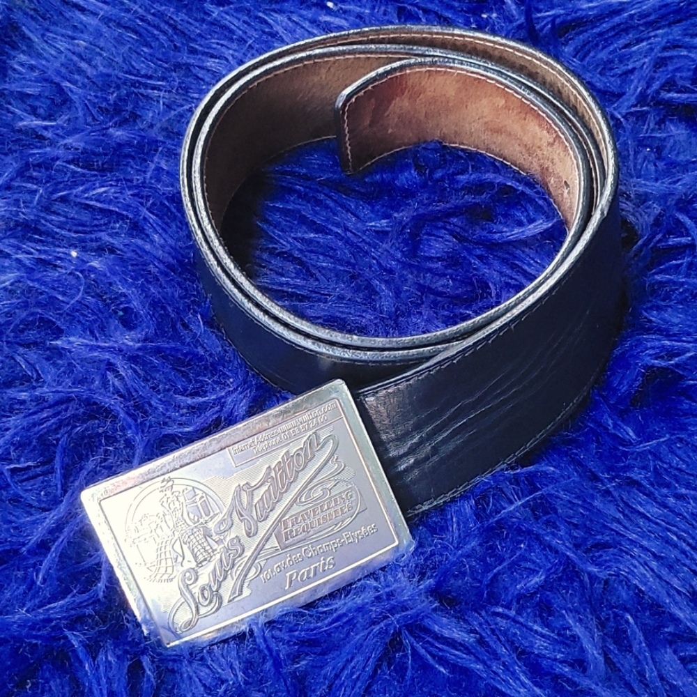 Rare Louis vuitton leather belt with large vintage buckle